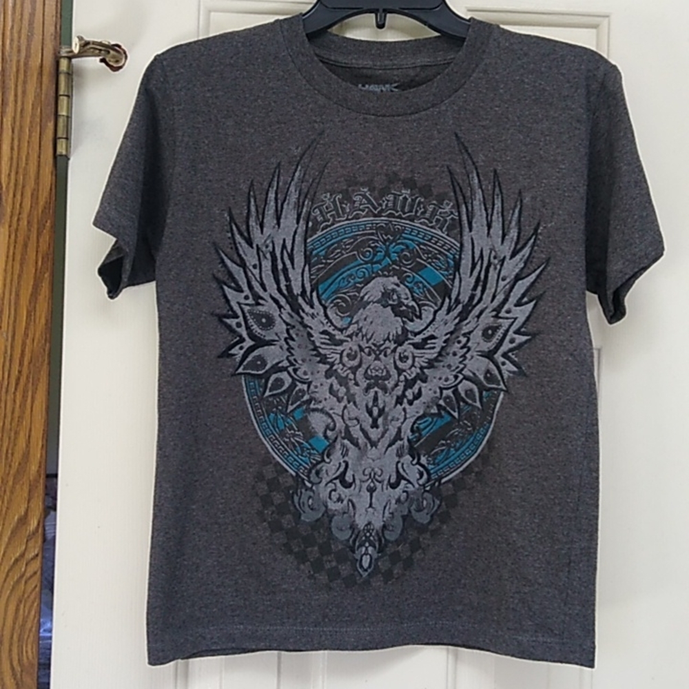 Boy's Hawk charcoal short sleeve t-shirt
